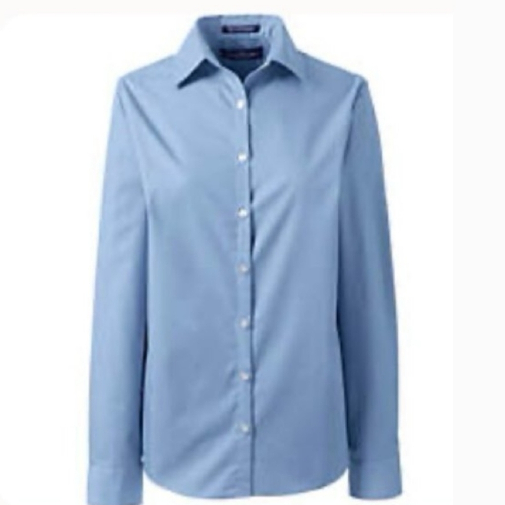 Lands' End Light Sea Blue Casual Button Down Shirt